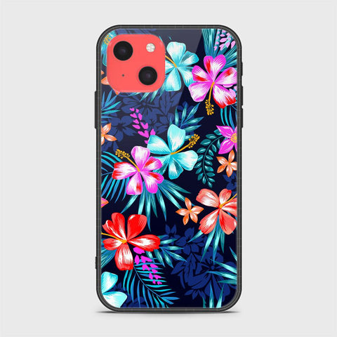 iPhone 13 Mini Cover- Floral Series - HQ Ultra Shine Premium Infinity Glass Soft Silicon Borders Case