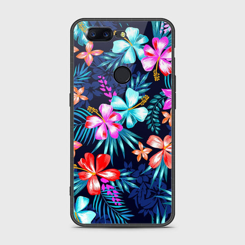 OnePlus 5T Cover- Floral Series - HQ Ultra Shine Premium Infinity Glass Soft Silicon Borders Case