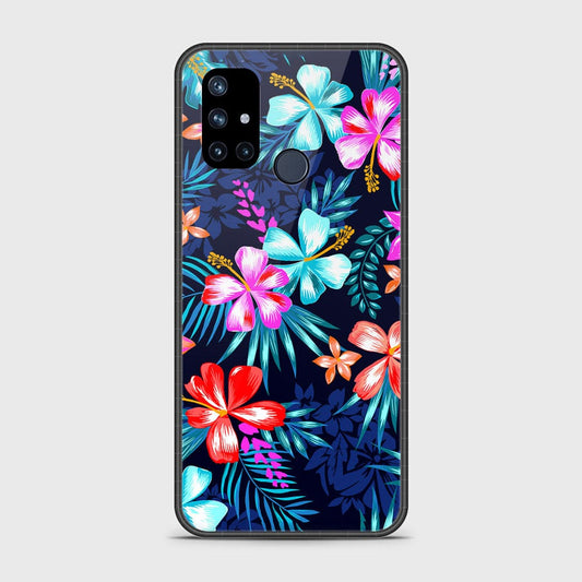 OnePlus Nord N10 5G Cover- Floral Series - HQ Ultra Shine Premium Infinity Glass Soft Silicon Borders Case (Fast Delivery) (H)