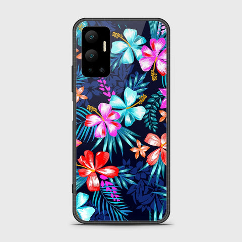 Infinix Hot 12 Cover- Floral Series - HQ Ultra Shine Premium Infinity Glass Soft Silicon Borders Case