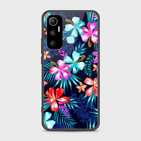 Infinix Hot 11 Cover- Floral Series - HQ Ultra Shine Premium Infinity Glass Soft Silicon Borders Case