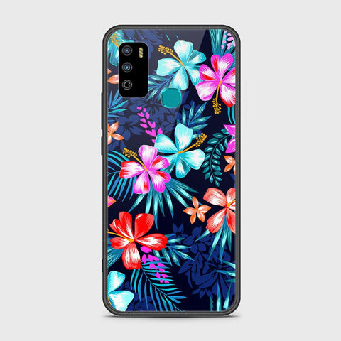 Infinix Hot 9 Play Cover- Floral Series - HQ Ultra Shine Premium Infinity Glass Soft Silicon Borders Case