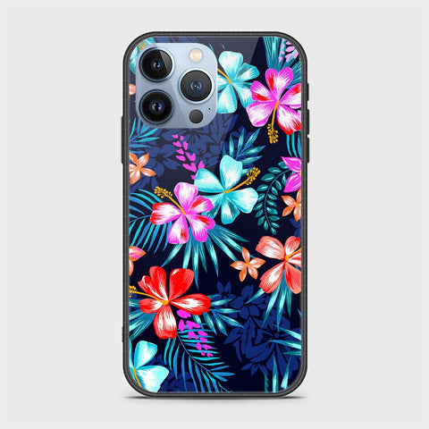 iPhone 14 Pro Max Cover- Floral Series - HQ Ultra Shine Premium Infinity Glass Soft Silicon Borders Case