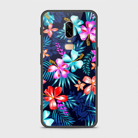 OnePlus 6 Cover- Floral Series - HQ Ultra Shine Premium Infinity Glass Soft Silicon Borders Case