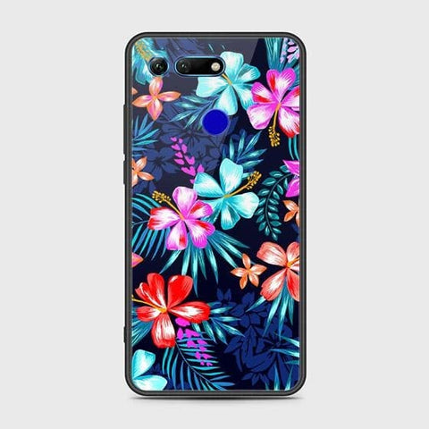 Huawei Honor View 20 Cover - Floral Series - HQ Ultra Shine Premium Infinity Glass Soft Silicon Borders Case