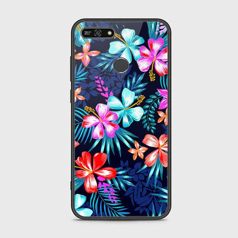 Huawei Y6 Prime 2018 Cover - Floral Series - HQ Ultra Shine Premium Infinity Glass Soft Silicon Borders Case