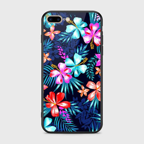 iPhone 7 Plus Cover - Floral Series - HQ Ultra Shine Premium Infinity Glass Soft Silicon Borders Case