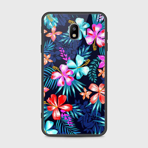 Samsung Galaxy J4 2018 Cover - Floral Series - HQ Ultra Shine Premium Infinity Glass Soft Silicon Borders Case