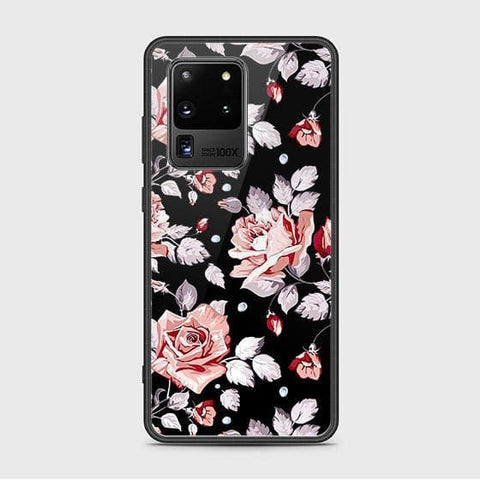 Samsung Galaxy S20 Ultra Cover - Floral Series - HQ Ultra Shine Premium Infinity Glass Soft Silicon Borders Case