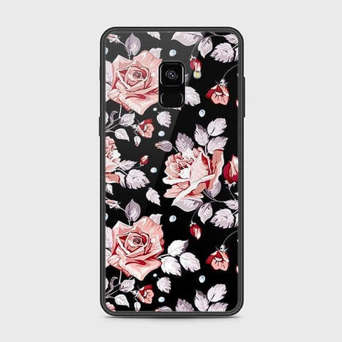 Samsung Galaxy A8 2018 Cover - Floral Series - HQ Ultra Shine Premium Infinity Glass Soft Silicon Borders Case