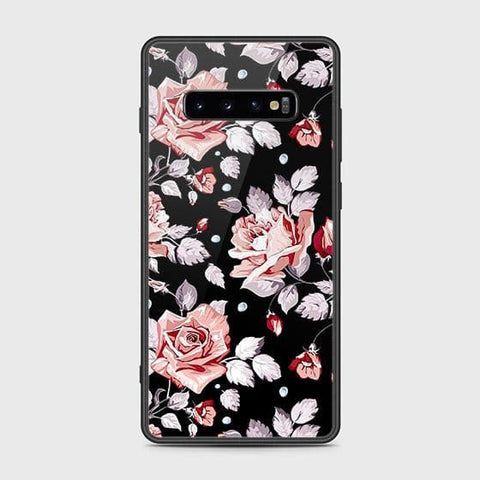 Samsung Galaxy S10 Plus Cover - Floral Series - HQ Ultra Shine Premium Infinity Glass Soft Silicon Borders Case