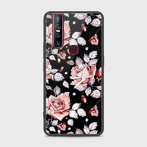 Vivo V15 Cover - Floral Series - HQ Ultra Shine Premium Infinity Glass Soft Silicon Borders Case