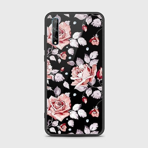 Huawei P Smart S Cover - Floral Series - HQ Ultra Shine Premium Infinity Glass Soft Silicon Borders Case