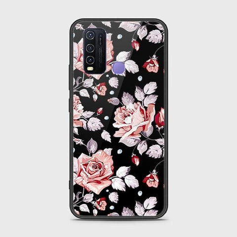 Vivo Y30 Cover - Floral Series - HQ Ultra Shine Premium Infinity Glass Soft Silicon Borders Case