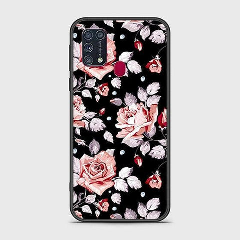 Samsung Galaxy M21 Cover - Floral Series - HQ Ultra Shine Premium Infinity Glass Soft Silicon Borders Case