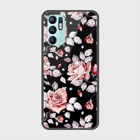 Oppo Reno 6 Cover - Floral Series - HQ Ultra Shine Premium Infinity Glass Soft Silicon Borders Case