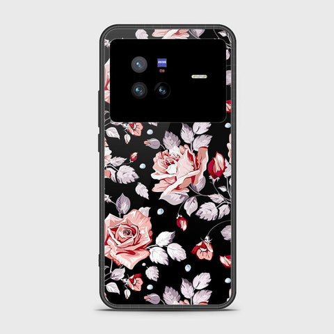 Vivo X80 Cover- Floral Series - HQ Ultra Shine Premium Infinity Glass Soft Silicon Borders Case