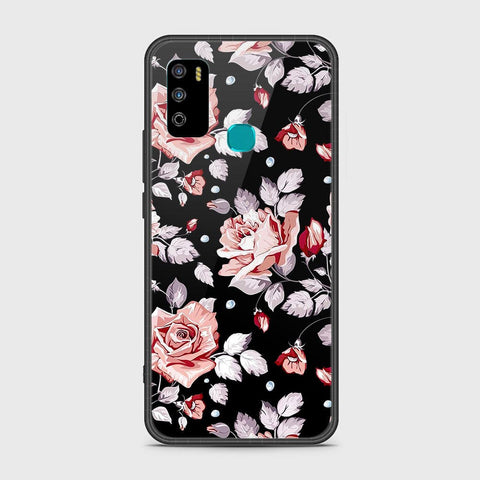 Infinix Hot 9 Play Cover- Floral Series - HQ Ultra Shine Premium Infinity Glass Soft Silicon Borders Case