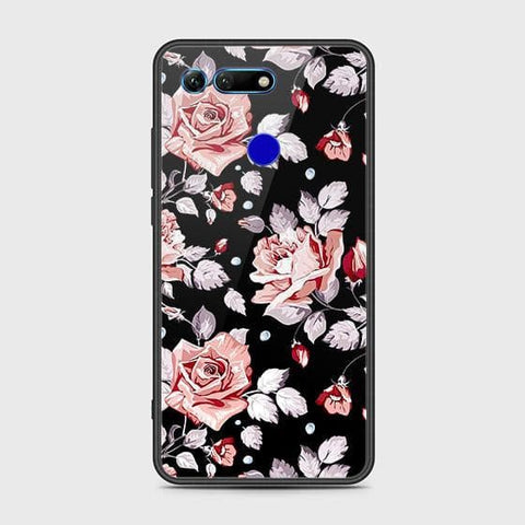 Huawei Honor View 20 Cover - Floral Series - HQ Ultra Shine Premium Infinity Glass Soft Silicon Borders Case