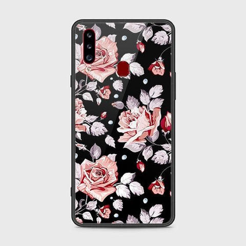 Samsung Galaxy A20s Cover - Floral Series - HQ Ultra Shine Premium Infinity Glass Soft Silicon Borders Case