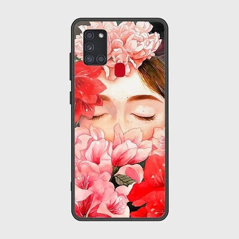 Samsung Galaxy A21s Cover - Floral Series - HQ Ultra Shine Premium Infinity Glass Soft Silicon Borders Case