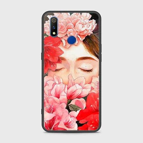 Realme 3i Cover - Floral Series - HQ Ultra Shine Premium Infinity Glass Soft Silicon Borders Case