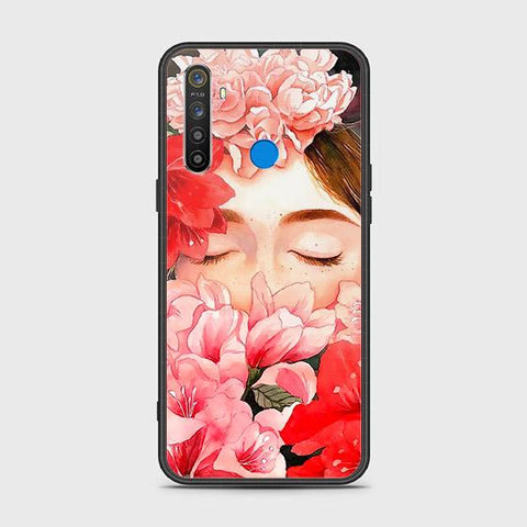 Realme 5 Cover - Floral Series - HQ Ultra Shine Premium Infinity Glass Soft Silicon Borders Case