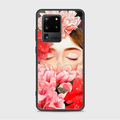 Samsung Galaxy S20 Ultra Cover - Floral Series - HQ Ultra Shine Premium Infinity Glass Soft Silicon Borders Case