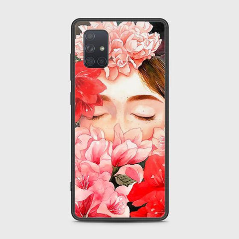 Samsung Galaxy A71 Cover - Floral Series - HQ Ultra Shine Premium Infinity Glass Soft Silicon Borders Case