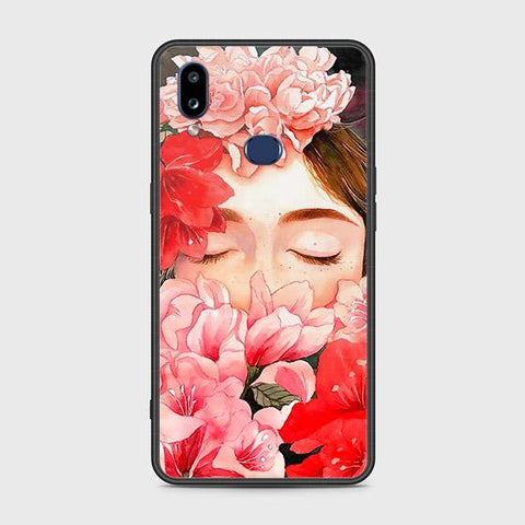 Samsung Galaxy A10s Cover - Floral Series - HQ Ultra Shine Premium Infinity Glass Soft Silicon Borders Case