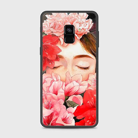 Samsung Galaxy A8 2018 Cover - Floral Series - HQ Ultra Shine Premium Infinity Glass Soft Silicon Borders Case