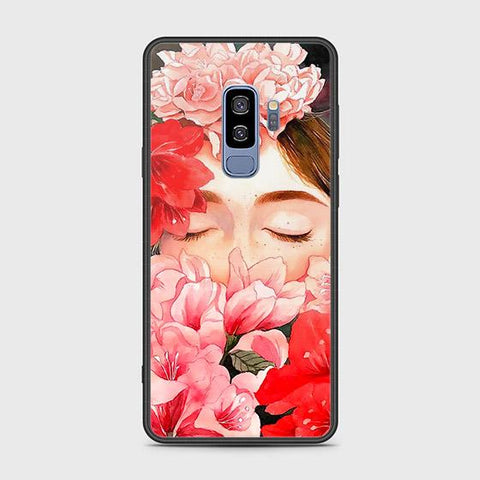 Samsung Galaxy S9 Plus Cover - Floral Series - HQ Ultra Shine Premium Infinity Glass Soft Silicon Borders Case