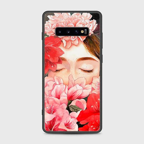 Samsung Galaxy S10 Plus Cover - Floral Series - HQ Ultra Shine Premium Infinity Glass Soft Silicon Borders Case