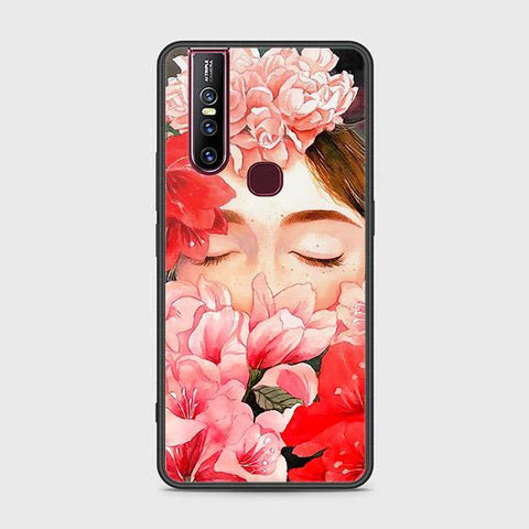 Vivo V15 Cover - Floral Series - HQ Ultra Shine Premium Infinity Glass Soft Silicon Borders Case