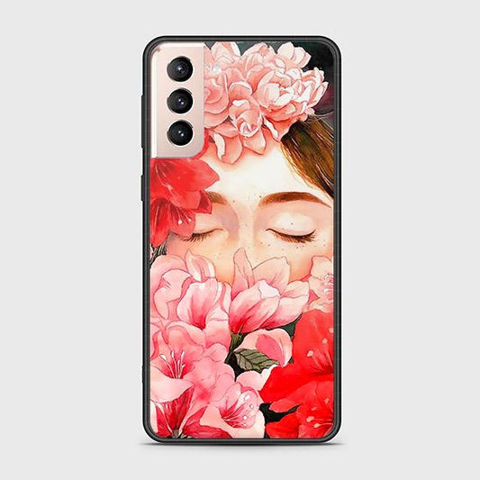 Samsung Galaxy S21 5G Cover - Floral Series - D202 - HQ Ultra Shine Premium Infinity Glass Soft Silicon Borders Case ( Fast Delivery )