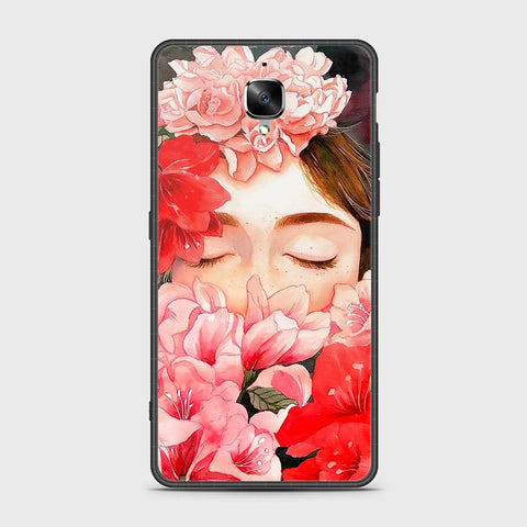 OnePlus 3 Cover- Floral Series - HQ Ultra Shine Premium Infinity Glass Soft Silicon Borders Case