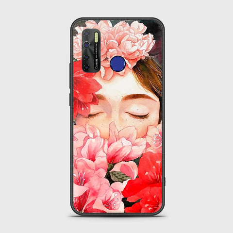 Infinix Hot 9 Pro Cover- Floral Series - HQ Ultra Shine Premium Infinity Glass Soft Silicon Borders Case