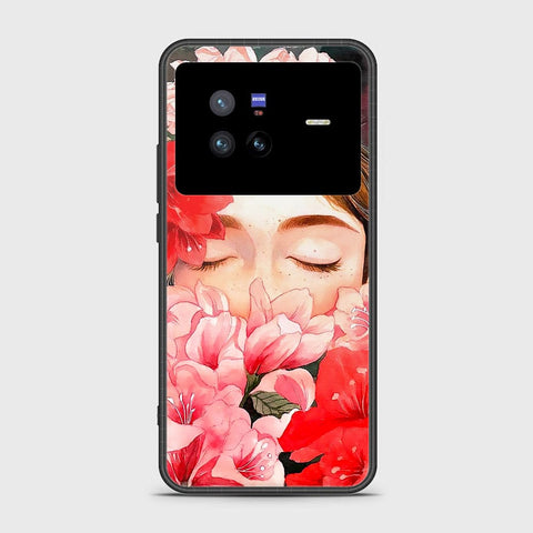 Vivo X80 Cover- Floral Series - HQ Ultra Shine Premium Infinity Glass Soft Silicon Borders Case