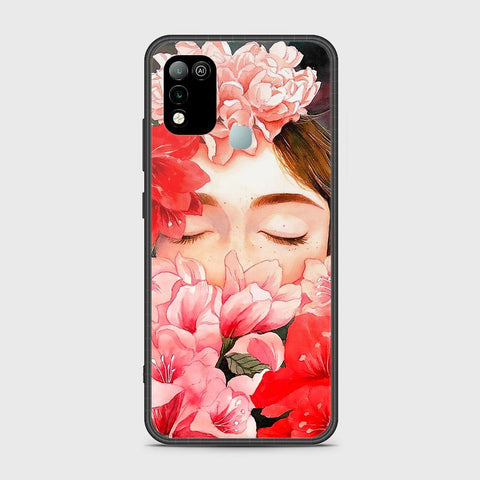 Infinix Hot 10 Play Cover- Floral Series - HQ Ultra Shine Premium Infinity Glass Soft Silicon Borders Case