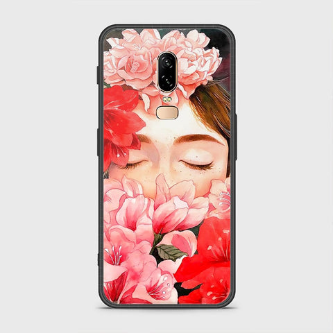 OnePlus 6 Cover- Floral Series - HQ Ultra Shine Premium Infinity Glass Soft Silicon Borders Case