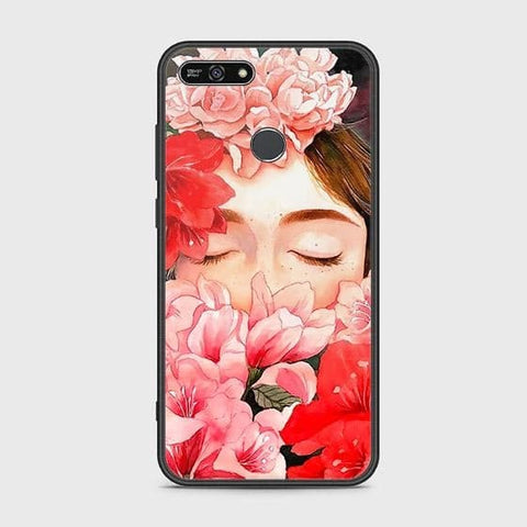 Huawei Y6 Prime 2018 Cover - Floral Series - HQ Ultra Shine Premium Infinity Glass Soft Silicon Borders Case