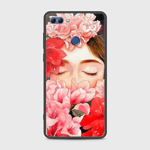 Huawei Y9 2018 Cover - Floral Series - HQ Ultra Shine Premium Infinity Glass Soft Silicon Borders Case