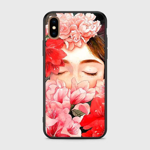 iPhone XS Cover - Floral Series - HQ Ultra Shine Premium Infinity Glass Soft Silicon Borders Case