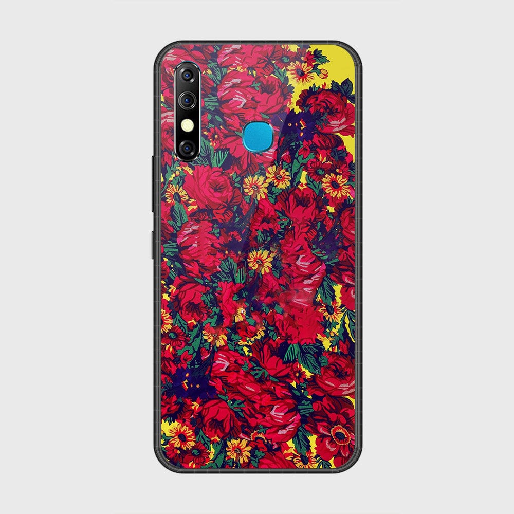 Infinix Hot 8Cover- Floral Series - HQ Ultra Shine Premium Infinity Glass Soft Silicon Borders Case