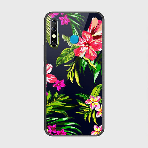 Infinix Hot 8Cover- Floral Series - HQ Ultra Shine Premium Infinity Glass Soft Silicon Borders Case