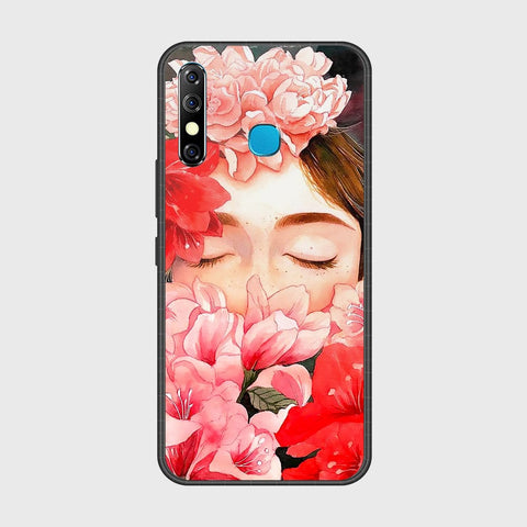 Infinix Hot 8Cover- Floral Series - HQ Ultra Shine Premium Infinity Glass Soft Silicon Borders Case