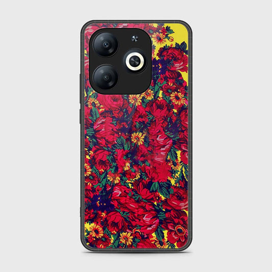 Infinix Hot 40i Cover- Floral Series - HQ Ultra Shine Premium Infinity Glass Soft Silicon Borders Case