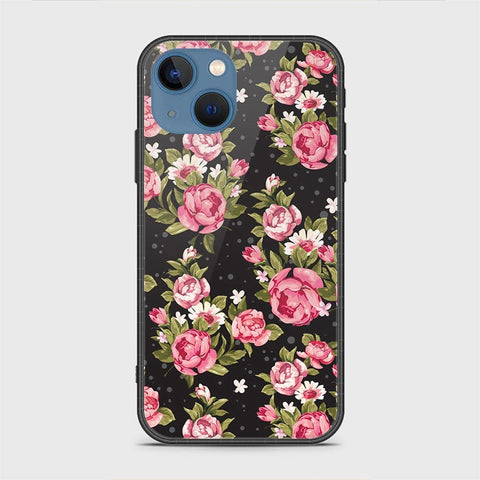 iPhone 13 Cover - Floral Series - HQ Ultra Shine Premium Infinity Glass Soft Silicon Borders Case