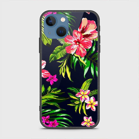 iPhone 13 Cover - Floral Series - HQ Ultra Shine Premium Infinity Glass Soft Silicon Borders Case