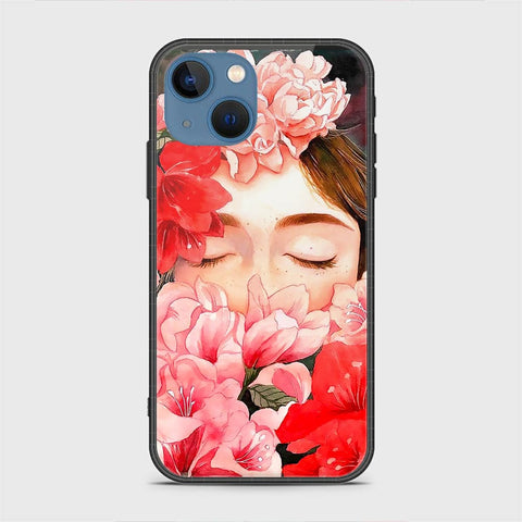 iPhone 13 Cover - Floral Series - HQ Ultra Shine Premium Infinity Glass Soft Silicon Borders Case